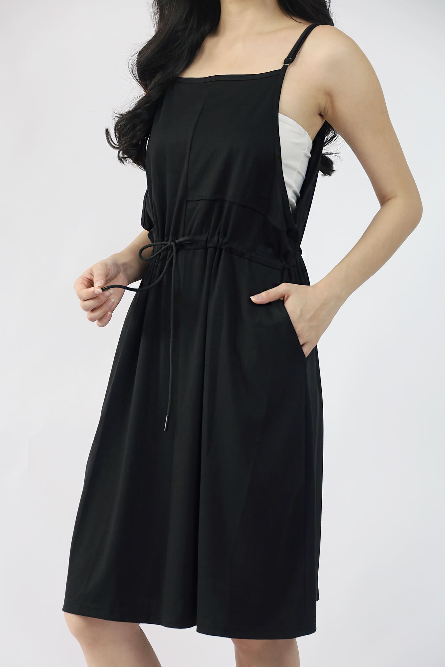 TENCEL - Easy Does It Pinafore Dress in Black