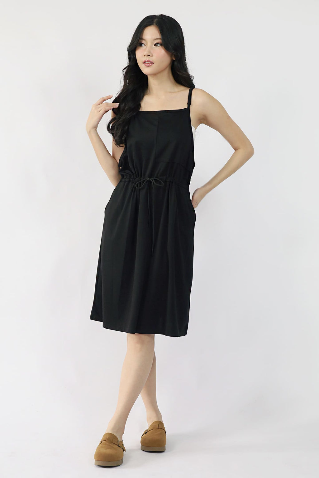 TENCEL - Easy Does It Pinafore Dress in Black