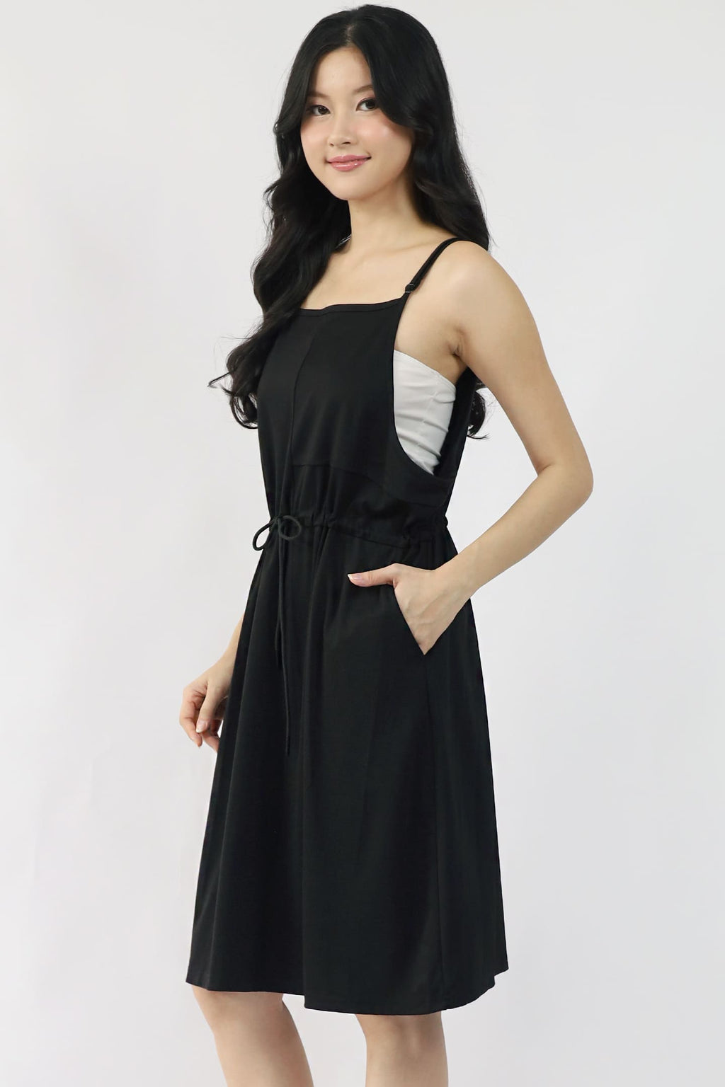 TENCEL - Easy Does It Pinafore Dress in Black