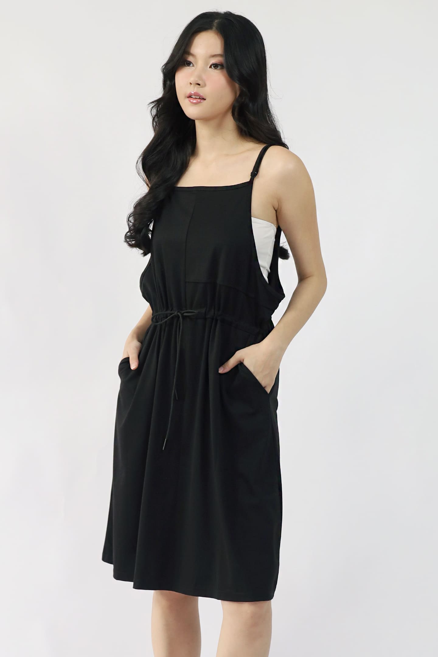 TENCEL - Easy Does It Pinafore Dress in Black