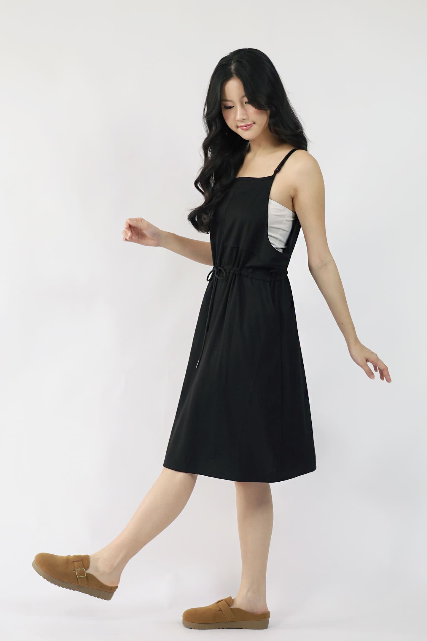 TENCEL - Easy Does It Pinafore Dress in Black
