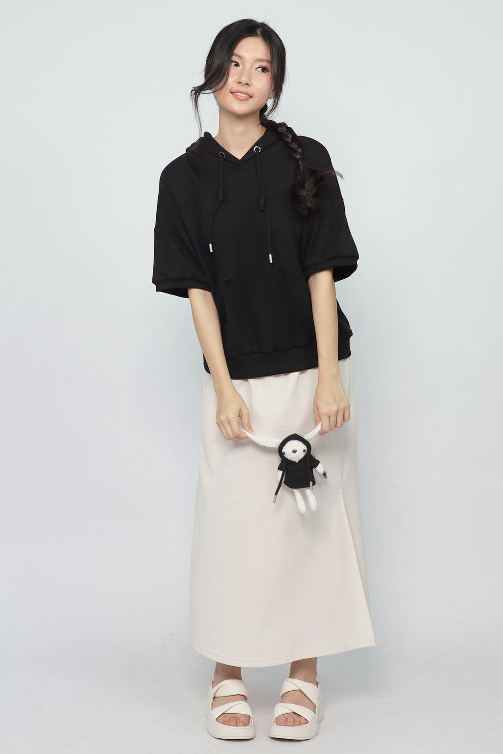 JOY -  Rabibi Bunny Hoodie Top in Black