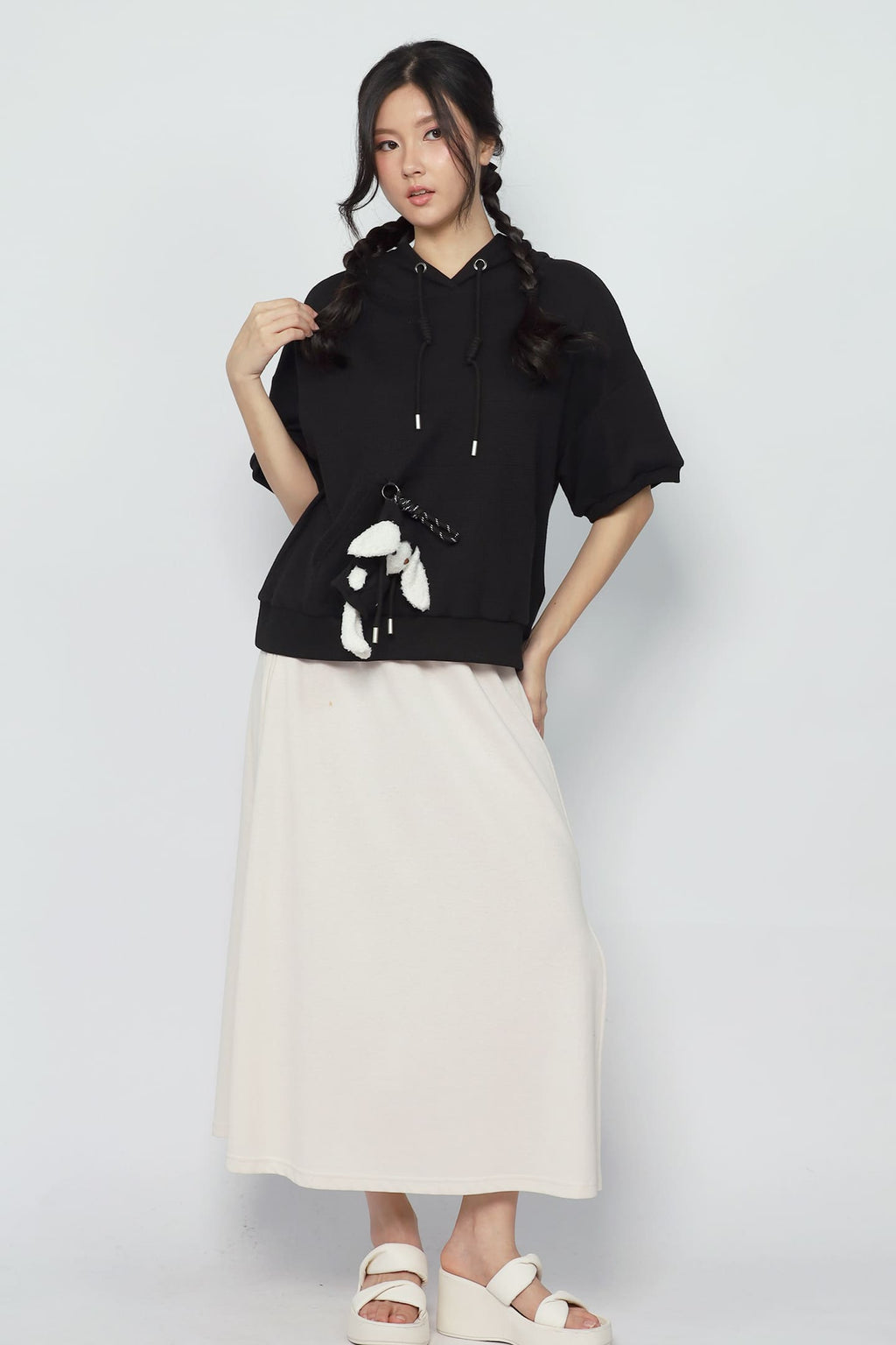 JOY -  Rabibi Bunny Hoodie Top in Black