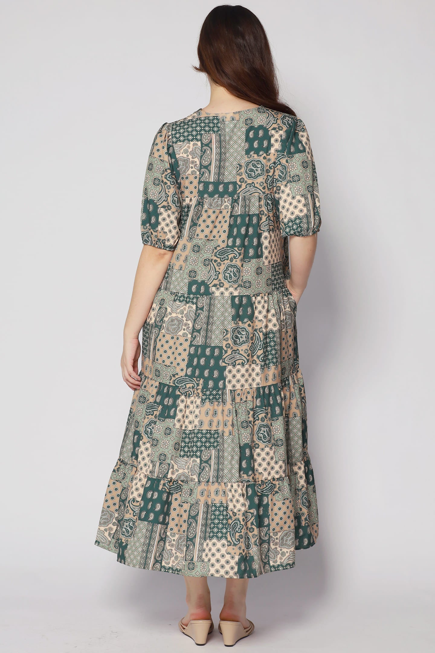 Sydney Dress in Green Paisley