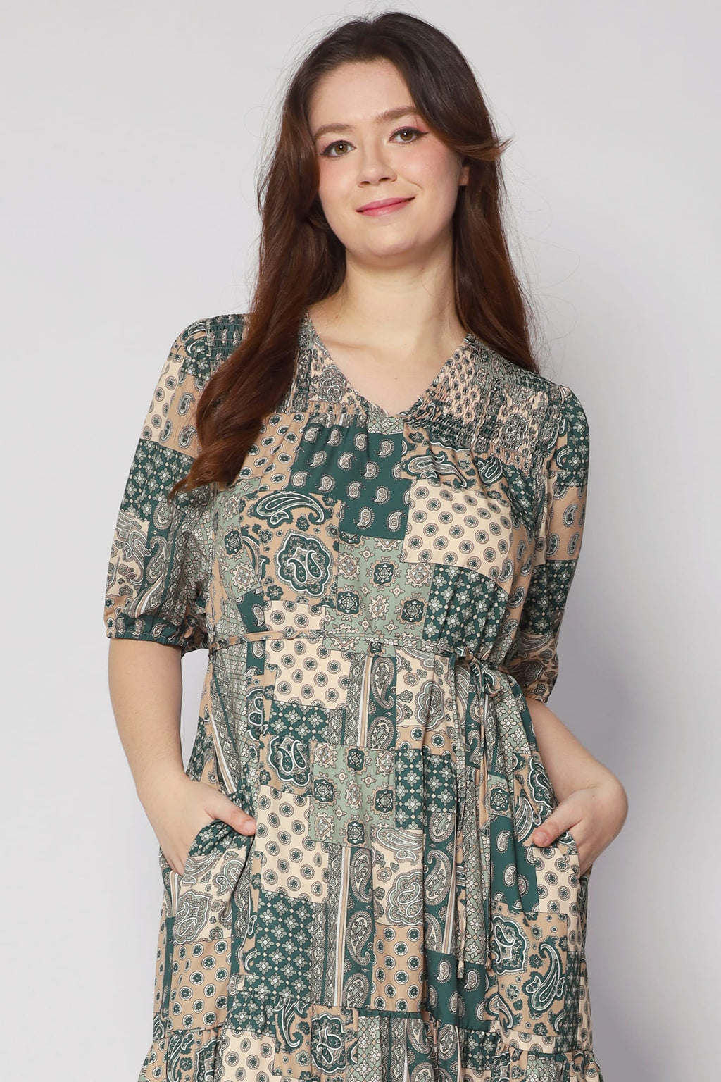 Sydney Dress in Green Paisley