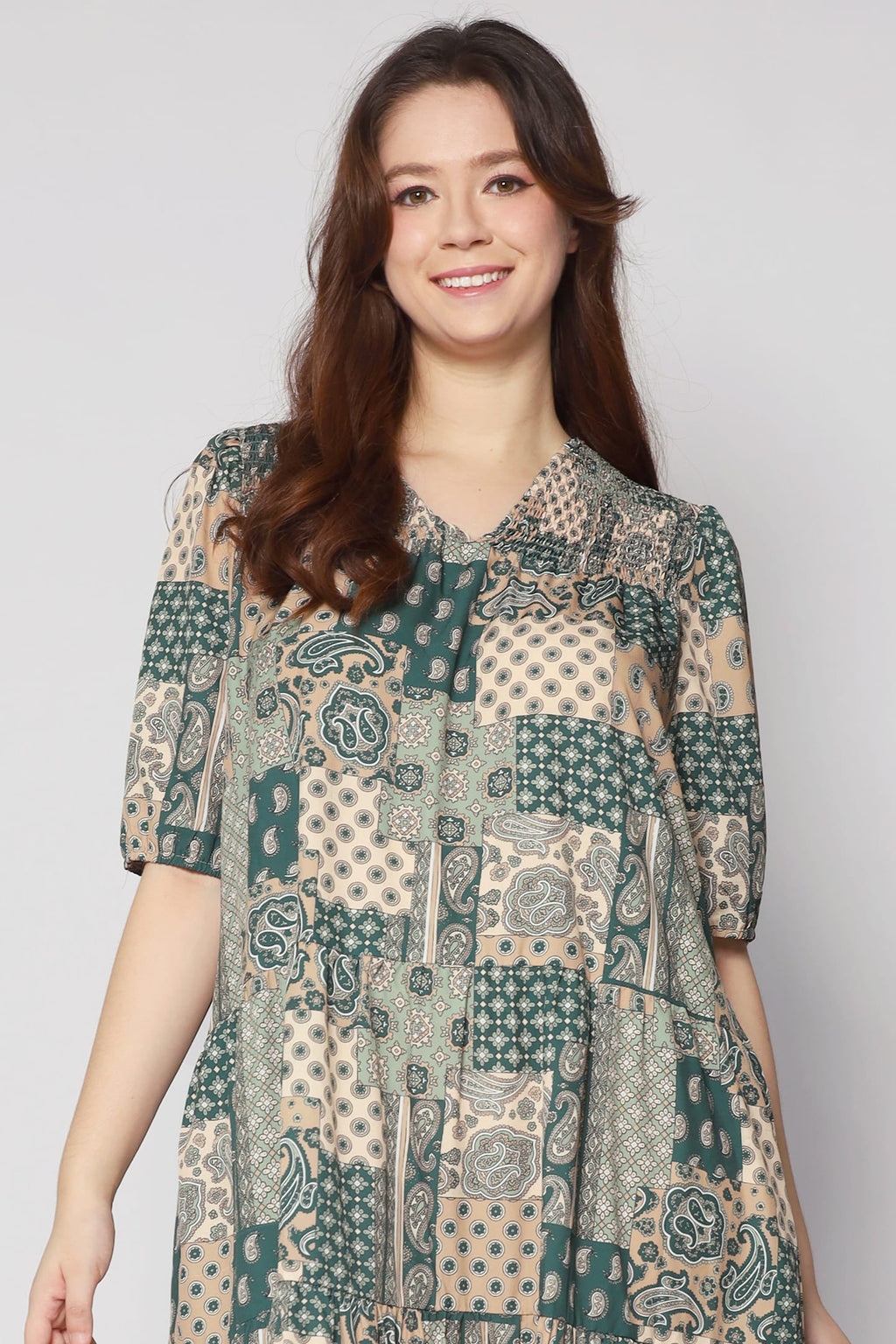 Sydney Dress in Green Paisley