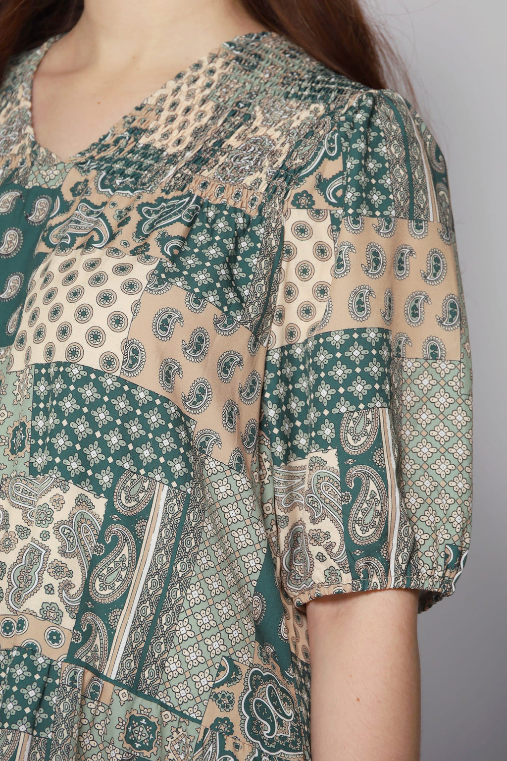 Sydney Dress in Green Paisley