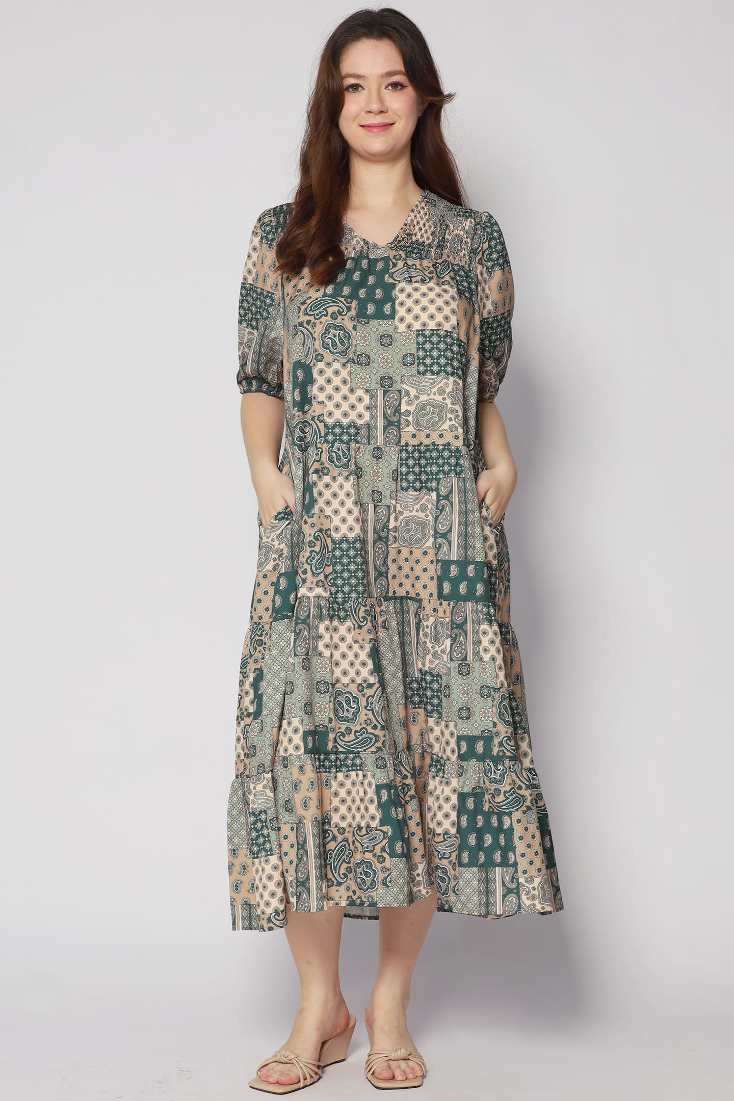 Sydney Dress in Green Paisley